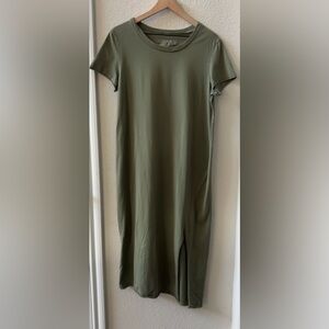 Frank & Eileen Tee Lab Asymmetrical Green Midi T-Shirt Dress Size Large